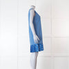 Victoria Victoria Beckham Blue Shift Dress With Contrast Pleated Hem