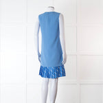 Victoria Victoria Beckham Blue Shift Dress With Contrast Pleated Hem