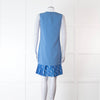 Victoria Victoria Beckham Blue Shift Dress With Contrast Pleated Hem