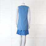 Victoria Victoria Beckham Blue Shift Dress With Contrast Pleated Hem