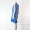 Victoria Victoria Beckham Blue Shift Dress With Contrast Pleated Hem