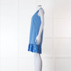 Victoria Victoria Beckham Blue Shift Dress With Contrast Pleated Hem