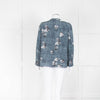 S Max Mara Blue Cream Flower Print Silk Blouse
