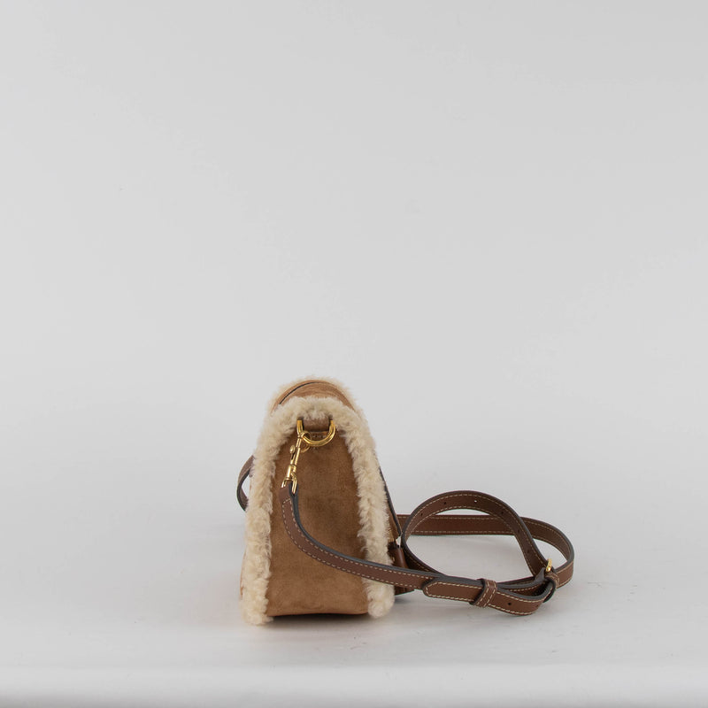 Anya Hindmarch Vere Small Soft Satchel Tan Shearling Crossbody