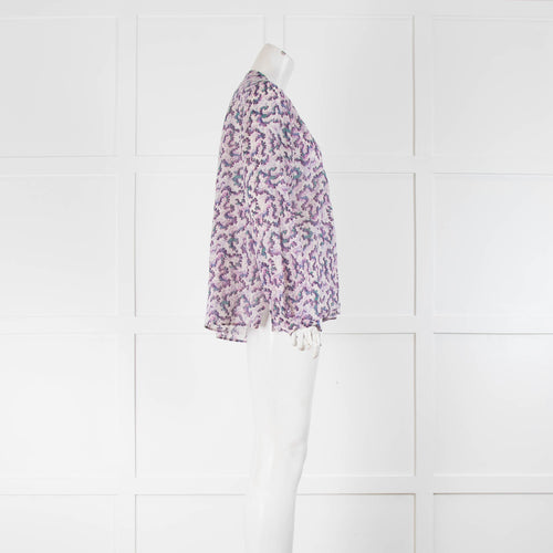 Isabel Marant Etoile Purple Print Cotton Long Sleeve Top