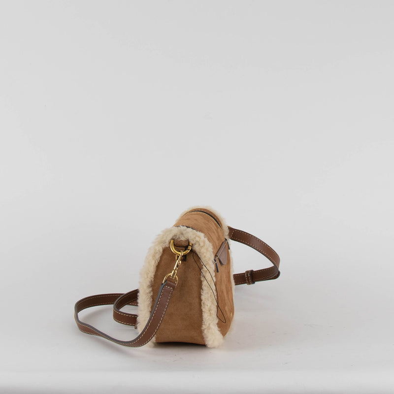 Anya Hindmarch Vere Small Soft Satchel Tan Shearling Crossbody
