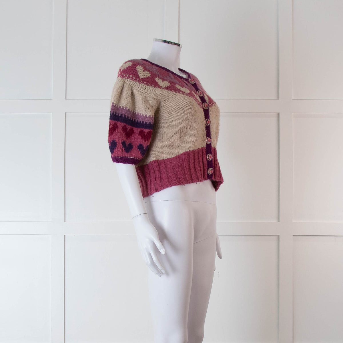 LoveShackFancy Purple & Pink Short Sleeve Cardigan