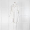 120 Lino White Shimmer Short Sleeve Linen  Mini Dress