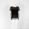 Diane Von Furstenberg Black Velvet Bronze Diamante Short Sleeve Top