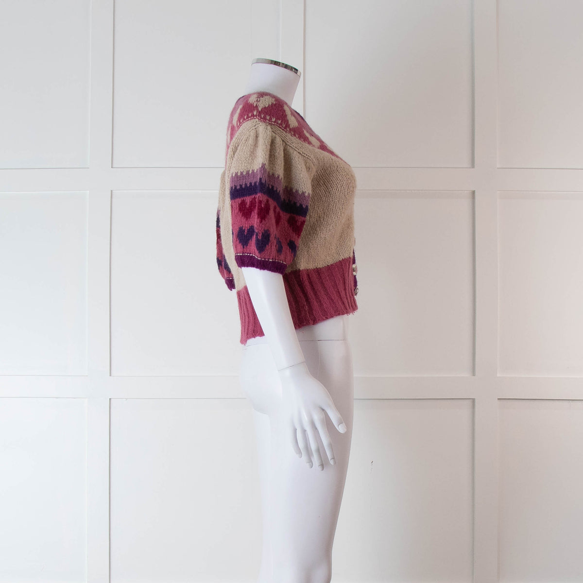 LoveShackFancy Purple & Pink Short Sleeve Cardigan
