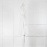 120 Lino White Shimmer Short Sleeve Linen  Mini Dress