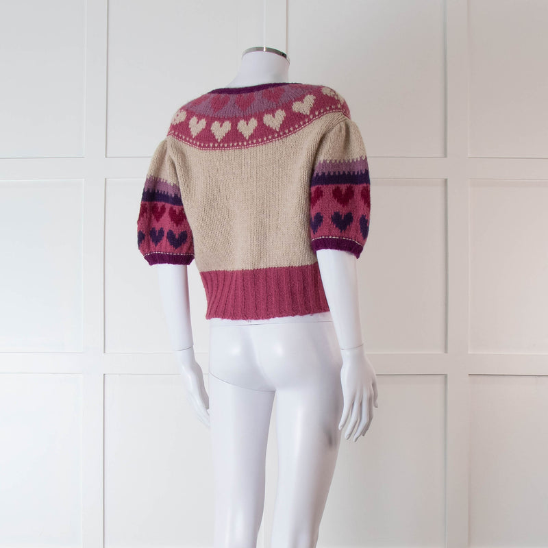 LoveShackFancy Purple & Pink Short Sleeve Cardigan