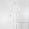 120 Lino White Shimmer Short Sleeve Linen  Mini Dress