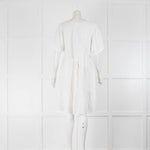 120 Lino White Shimmer Short Sleeve Linen  Mini Dress