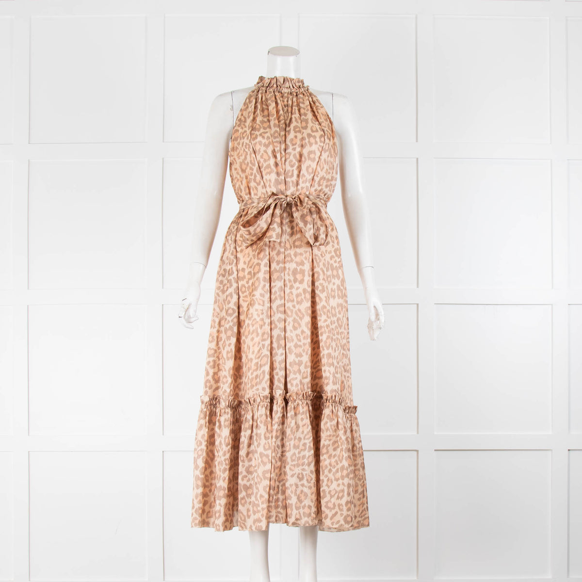 Zimmermann Gold Peach Animal Print Sleeveless Dress