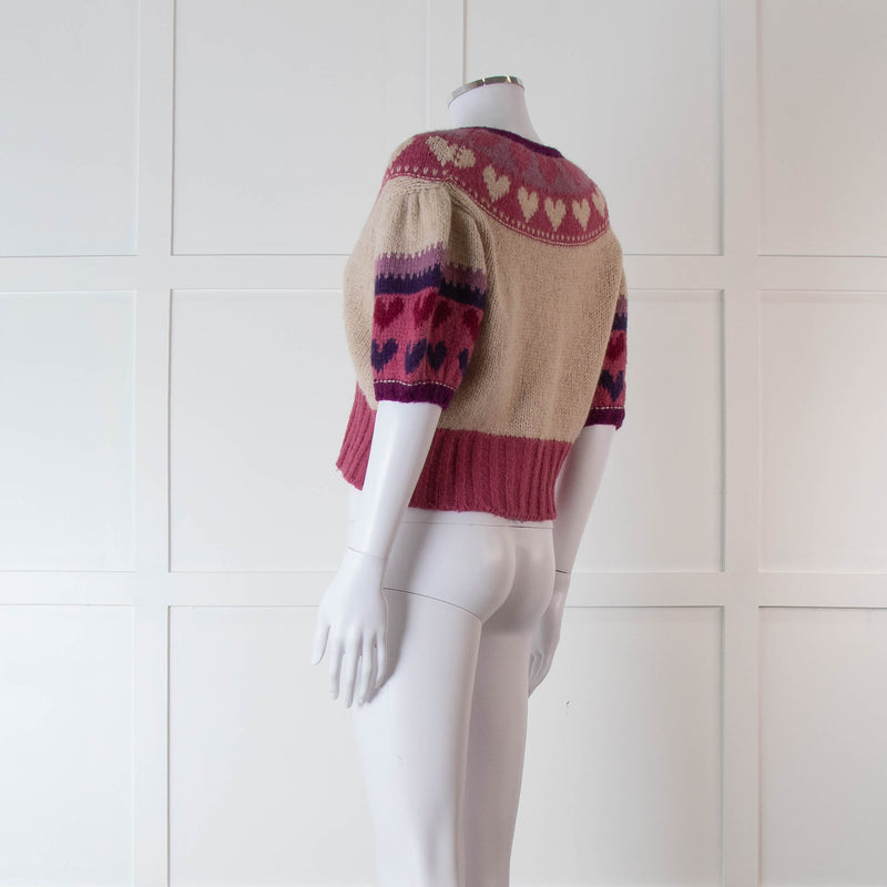 LoveShackFancy Purple & Pink Short Sleeve Cardigan