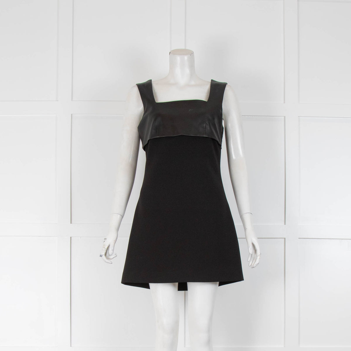 The Kooples Contrast Leather Pinafore Dress