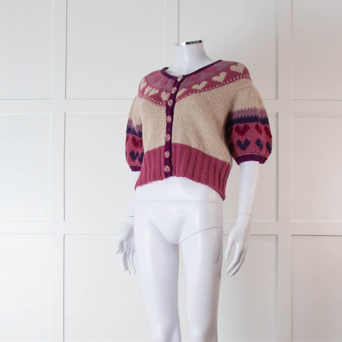 LoveShackFancy Purple & Pink Short Sleeve Cardigan
