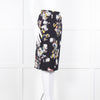 Erdem Navy Blue Floral Cotton Pencil Skirt