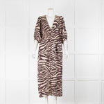Zimmermann Animal Print Brown Beige Linen Maxi dress
