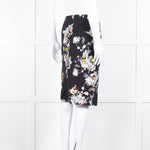 Erdem Navy Blue Floral Cotton Pencil Skirt