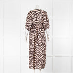 Zimmermann Animal Print Brown Beige Linen Maxi dress