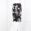 Erdem Navy Blue Floral Cotton Pencil Skirt