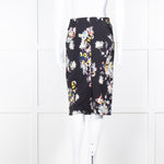 Erdem Navy Blue Floral Cotton Pencil Skirt