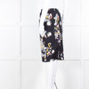 Erdem Navy Blue Floral Cotton Pencil Skirt