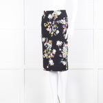 Erdem Navy Blue Floral Cotton Pencil Skirt