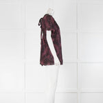 Kate Spade Black Pink Floral Short Sleeve Blouse