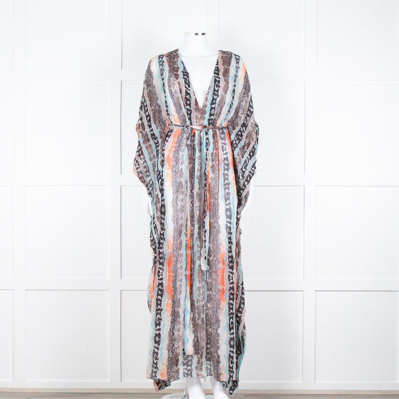 Diane Von Furstenberg White Brown Orange Snake Skin Maxi Cover Up