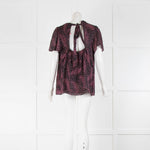 Kate Spade Black Pink Floral Short Sleeve Blouse