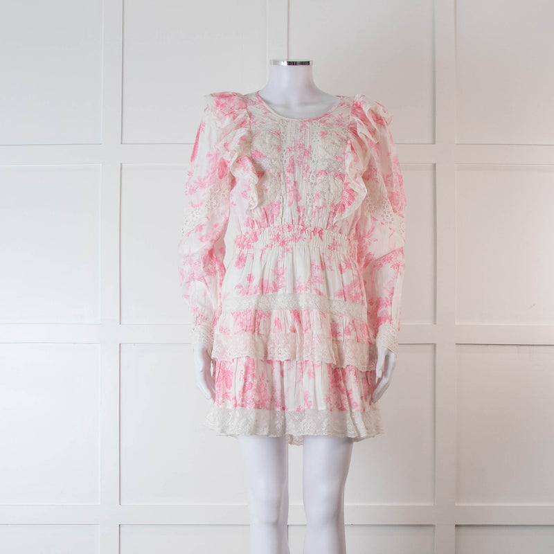 LoveShackFancy Pink and Cream Santorini Dress