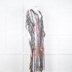 Diane Von Furstenberg White Brown Orange Snake Skin Maxi Cover Up