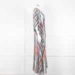 Diane Von Furstenberg White Brown Orange Snake Skin Maxi Cover Up