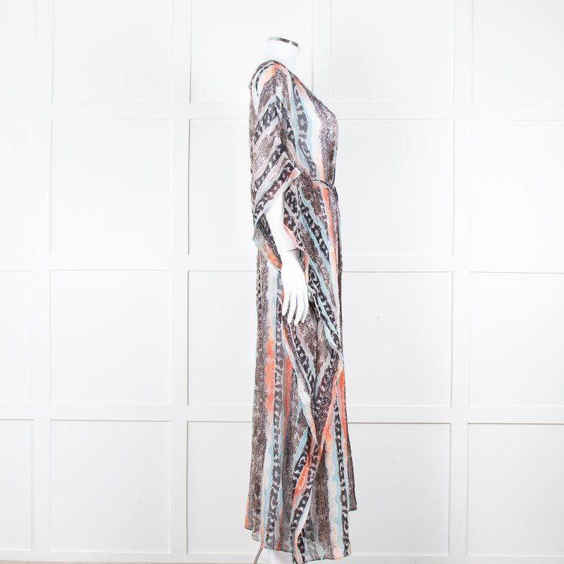 Diane Von Furstenberg White Brown Orange Snake Skin Maxi Cover Up