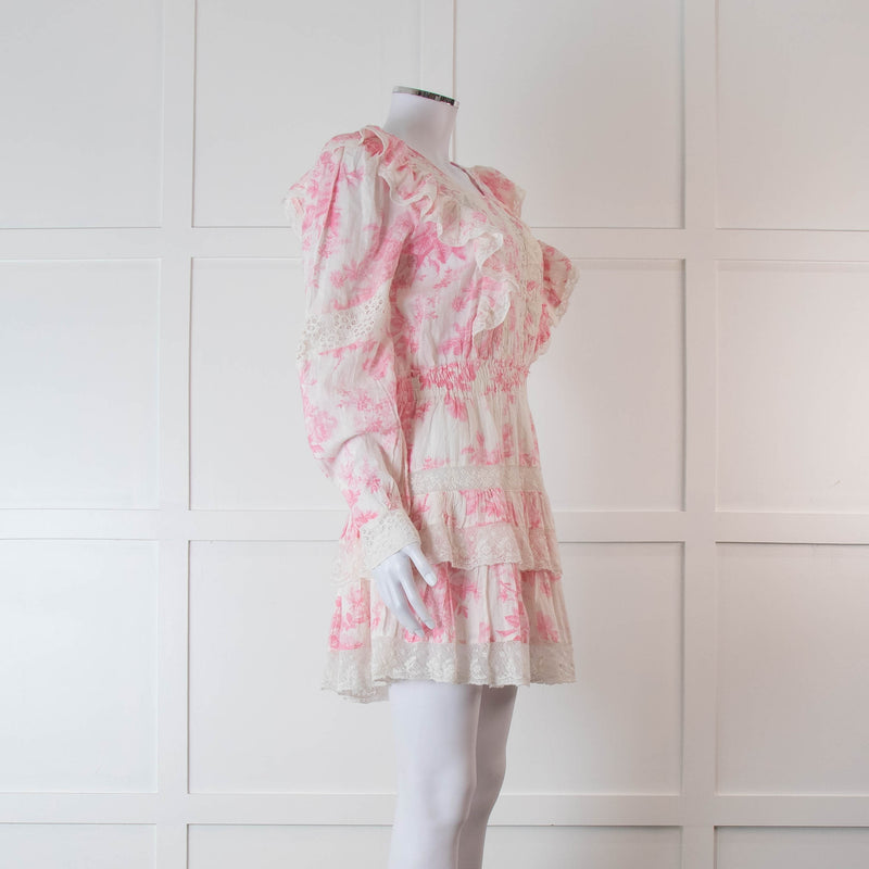 LoveShackFancy Pink and Cream Santorini Dress