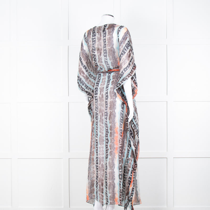 Diane Von Furstenberg White Brown Orange Snake Skin Maxi Cover Up