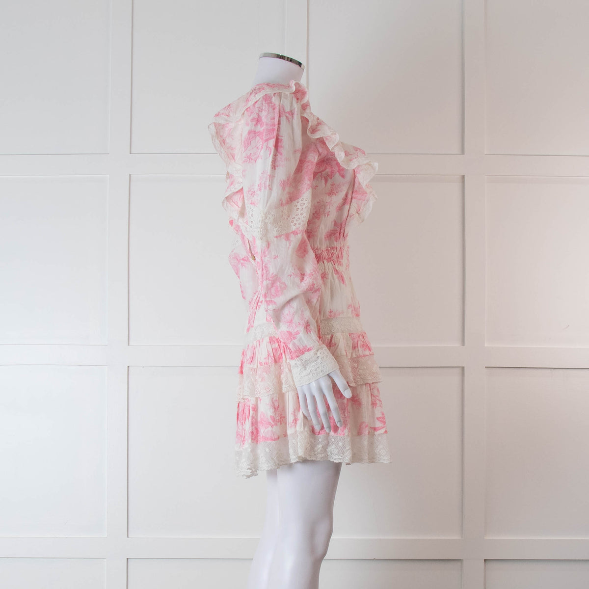LoveShackFancy Pink and Cream Santorini Dress