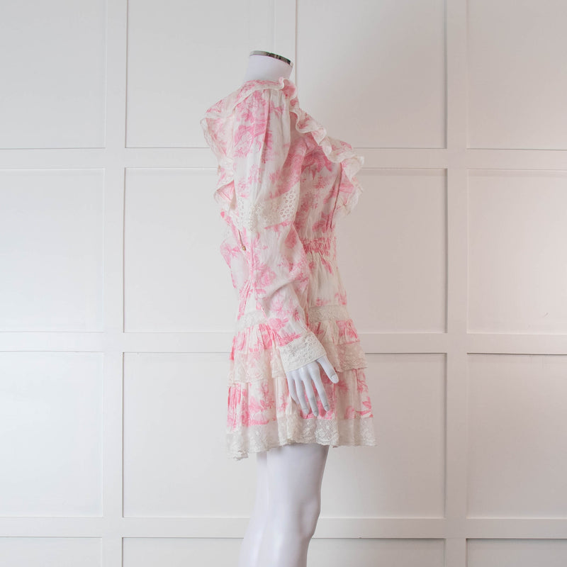 LoveShackFancy Pink and Cream Santorini Dress