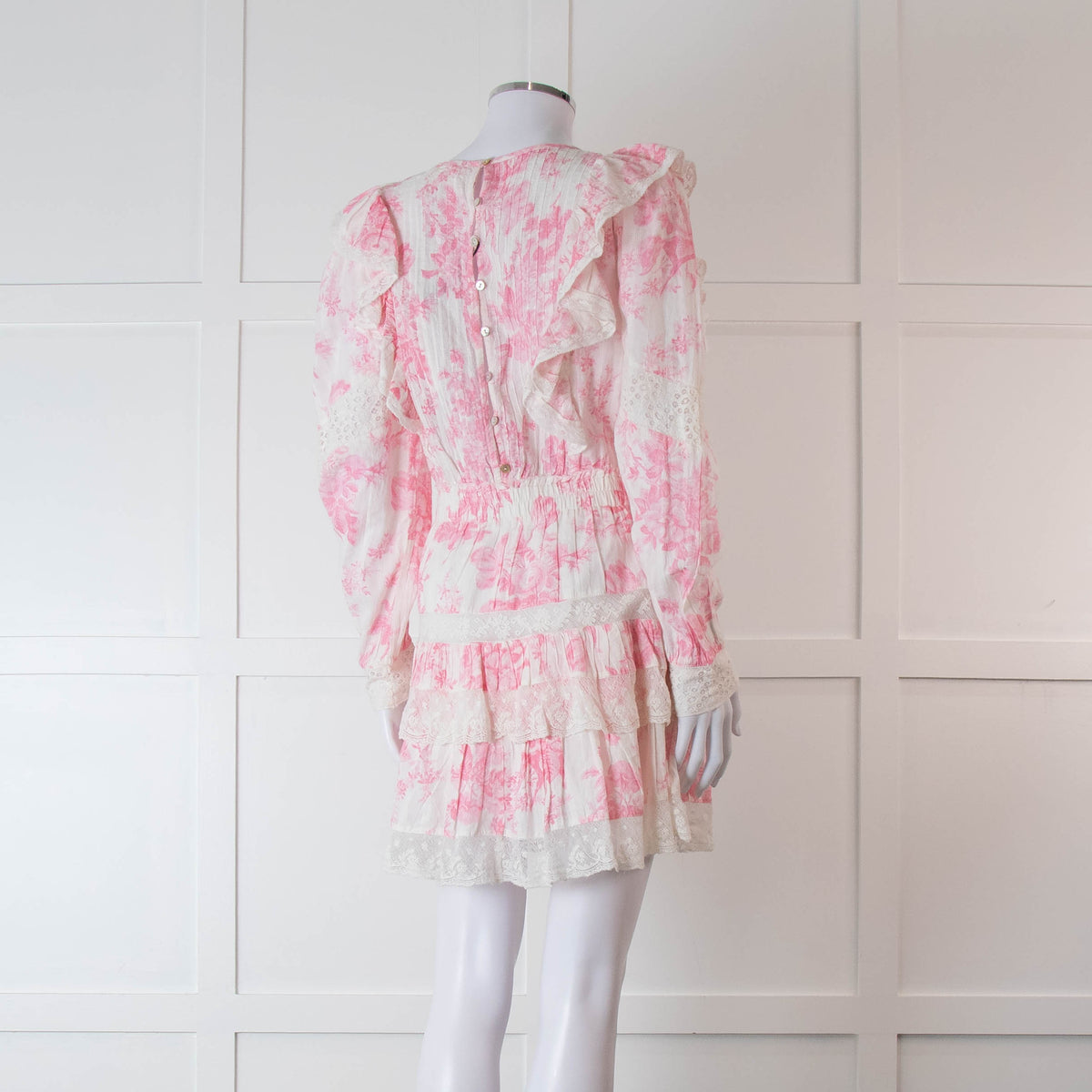 LoveShackFancy Pink and Cream Santorini Dress