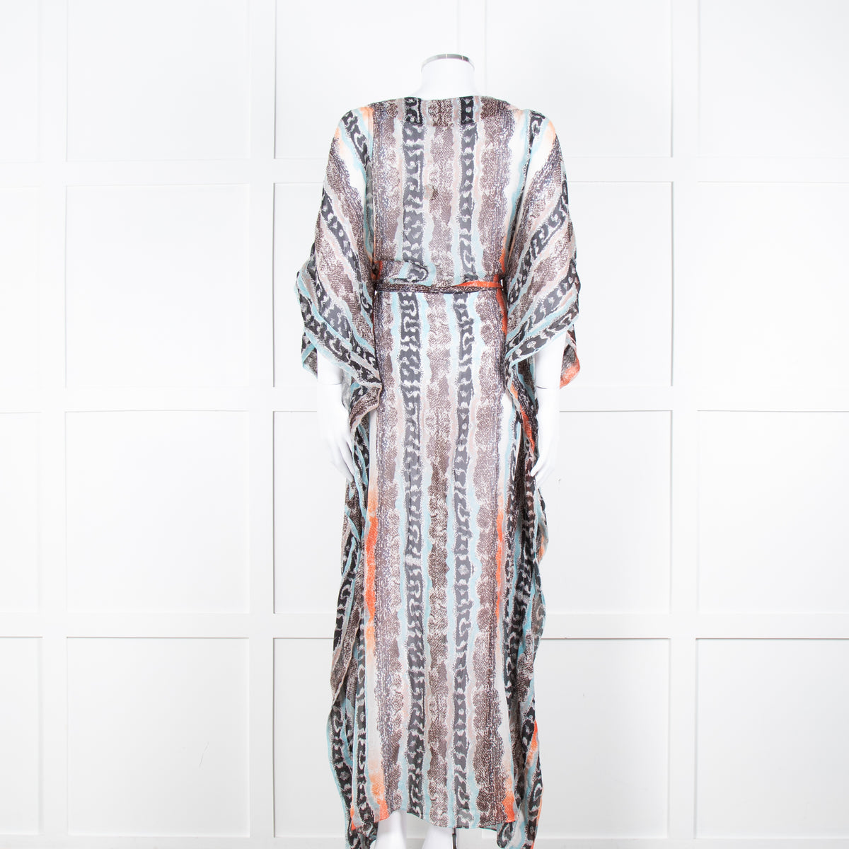 Diane Von Furstenberg White Brown Orange Snake Skin Maxi Cover Up