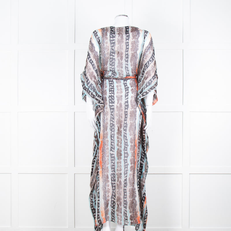 Diane Von Furstenberg White Brown Orange Snake Skin Maxi Cover Up