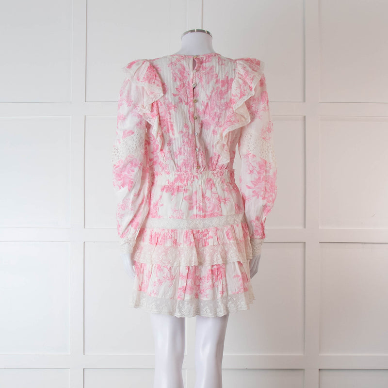LoveShackFancy Pink and Cream Santorini Dress