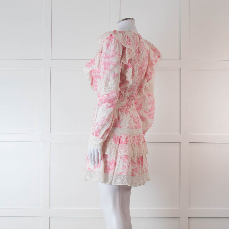 LoveShackFancy Pink and Cream Santorini Dress