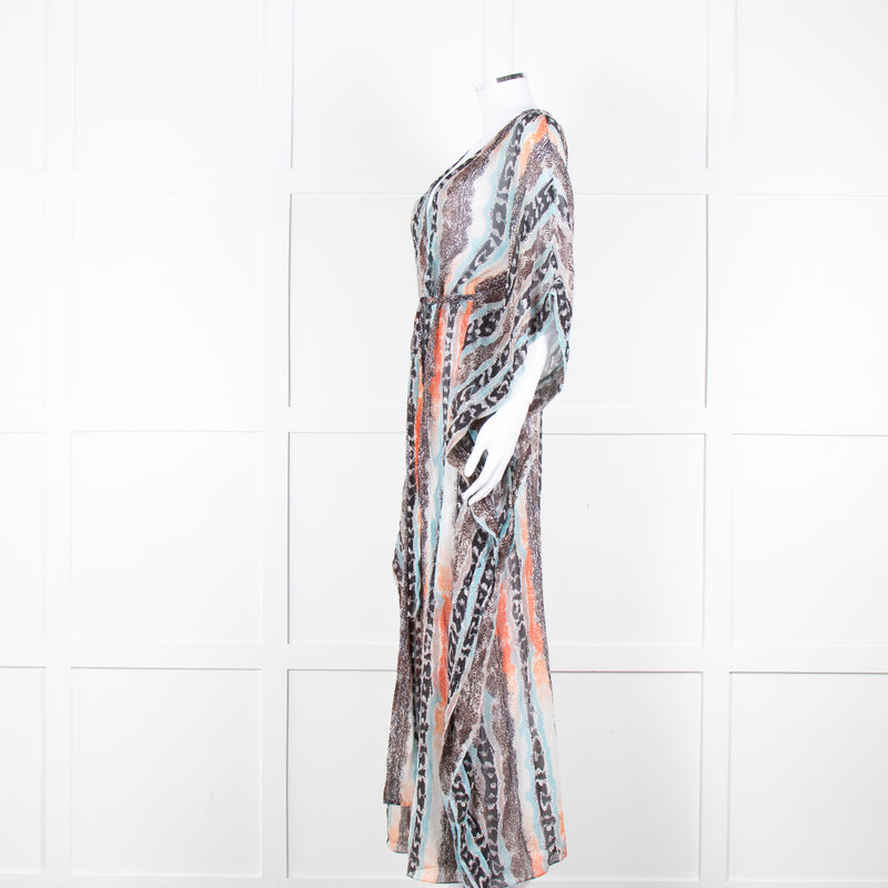 Diane Von Furstenberg White Brown Orange Snake Skin Maxi Cover Up