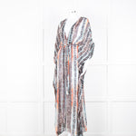 Diane Von Furstenberg White Brown Orange Snake Skin Maxi Cover Up