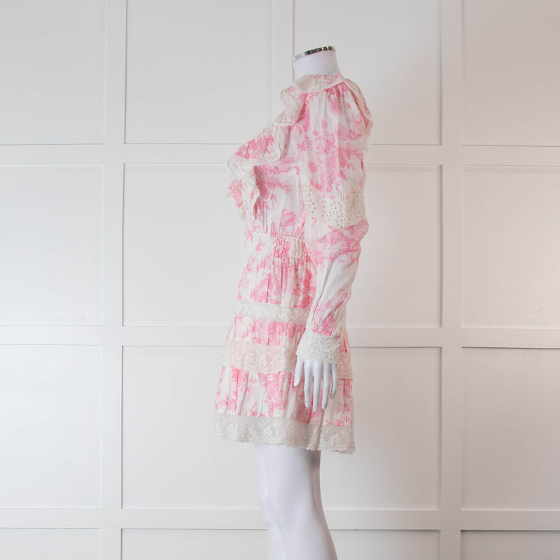 LoveShackFancy Pink and Cream Santorini Dress