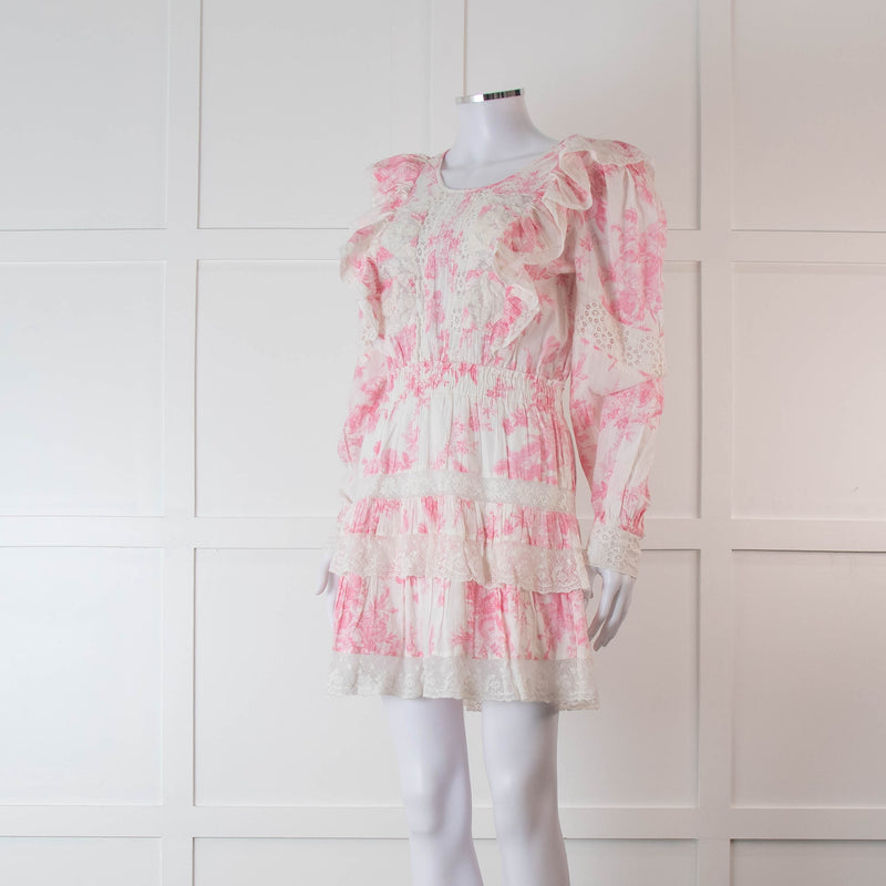 LoveShackFancy Pink and Cream Santorini Dress